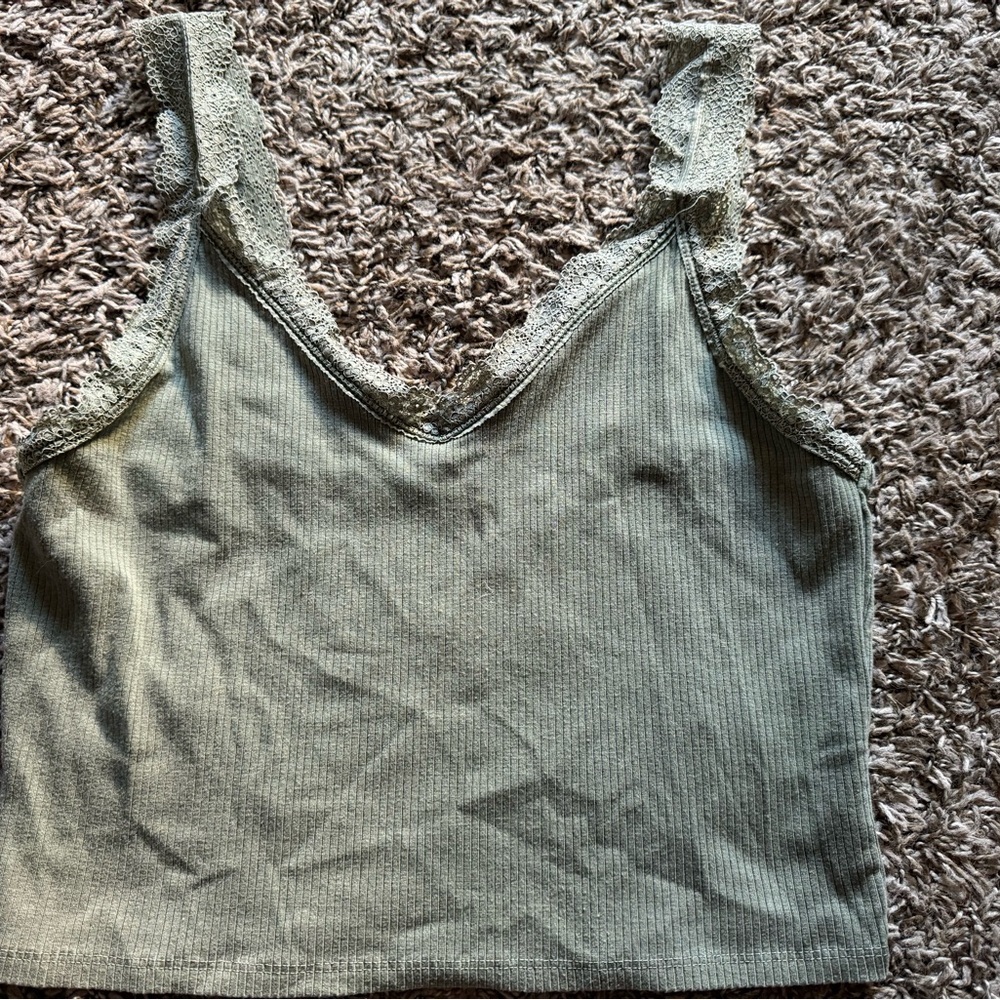 American Eagle Olive Green Tank- Crop